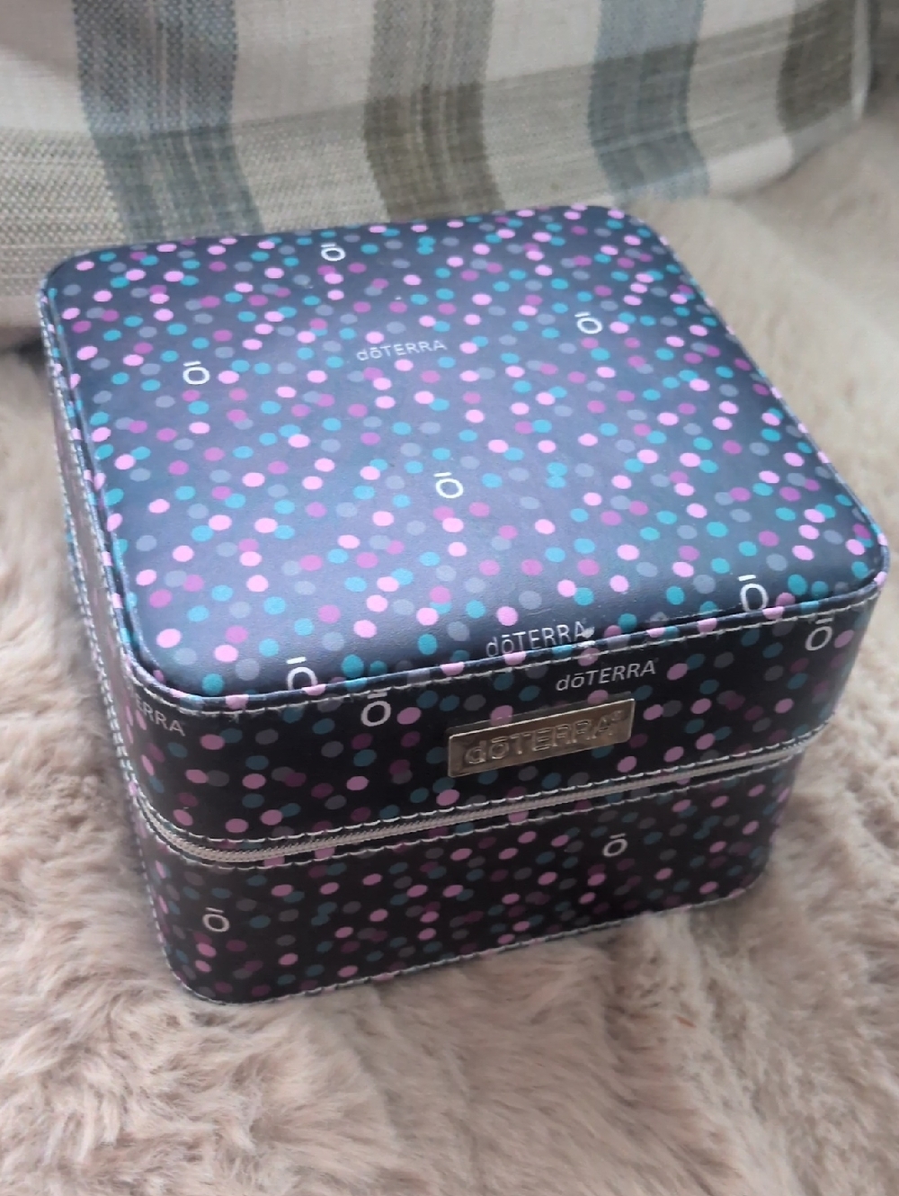 Doterra Black Travel Case with Pink and Teal Polka Dots